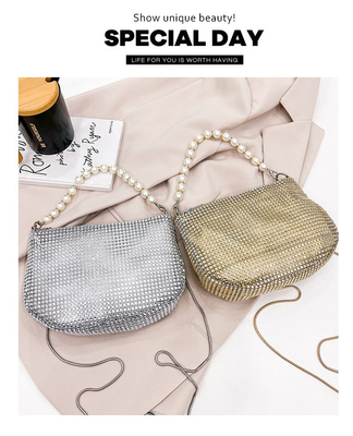 Neue Perlenhandfläche, Imitation, voller Diamant-Handtasche, Schultertasche, Grenzüberschreitende Sprengstoff-Party-Dinner-Tasche, Mode-Schulter.