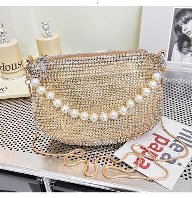 Neue Perlenhandfläche, Imitation, voller Diamant-Handtasche, Schultertasche, Grenzüberschreitende Sprengstoff-Party-Dinner-Tasche, Mode-Schulter.
