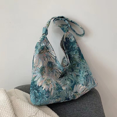 LARGE KAPITÄT DAMEN'S BAG Französisch Einfache Leinwand BAG ÖLEMALGIEN NATIONAL STYLE Schulter Tasche TOTE BUCKET BAG
