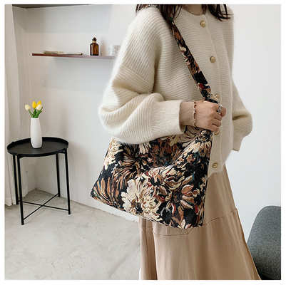 LARGE KAPITÄT DAMEN'S BAG Französisch Einfache Leinwand BAG ÖLEMALGIEN NATIONAL STYLE Schulter Tasche TOTE BUCKET BAG