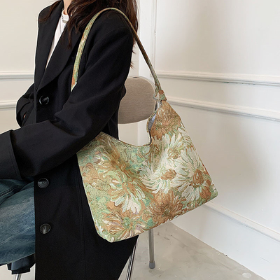 LARGE KAPITÄT DAMEN'S BAG Französisch Einfache Leinwand BAG ÖLEMALGIEN NATIONAL STYLE Schulter Tasche TOTE BUCKET BAG
