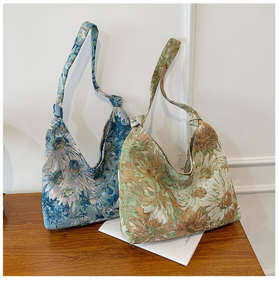 LARGE KAPITÄT DAMEN'S BAG Französisch Einfache Leinwand BAG ÖLEMALGIEN NATIONAL STYLE Schulter Tasche TOTE BUCKET BAG