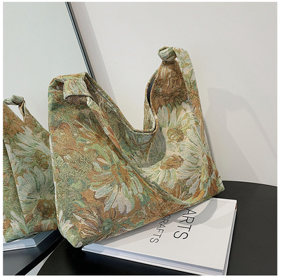 LARGE KAPITÄT DAMEN'S BAG Französisch Einfache Leinwand BAG ÖLEMALGIEN NATIONAL STYLE Schulter Tasche TOTE BUCKET BAG