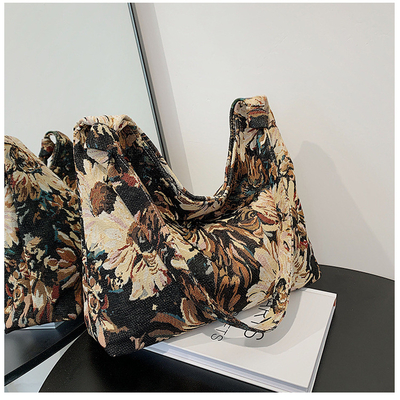 LARGE KAPITÄT DAMEN'S BAG Französisch Einfache Leinwand BAG ÖLEMALGIEN NATIONAL STYLE Schulter Tasche TOTE BUCKET BAG