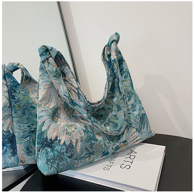 LARGE KAPITÄT DAMEN'S BAG Französisch Einfache Leinwand BAG ÖLEMALGIEN NATIONAL STYLE Schulter Tasche TOTE BUCKET BAG