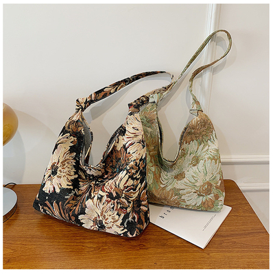LARGE KAPITÄT DAMEN'S BAG Französisch Einfache Leinwand BAG ÖLEMALGIEN NATIONAL STYLE Schulter Tasche TOTE BUCKET BAG