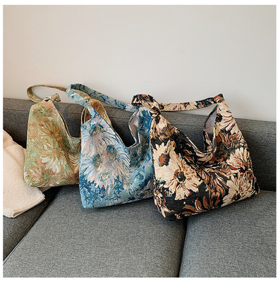LARGE KAPITÄT DAMEN'S BAG Französisch Einfache Leinwand BAG ÖLEMALGIEN NATIONAL STYLE Schulter Tasche TOTE BUCKET BAG