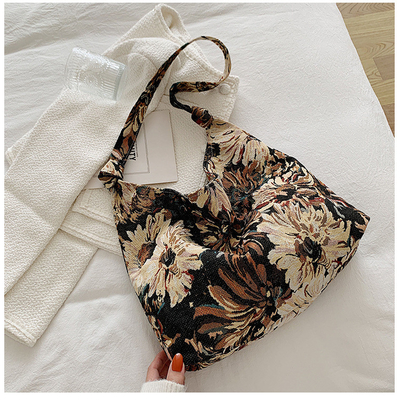 LARGE KAPITÄT DAMEN'S BAG Französisch Einfache Leinwand BAG ÖLEMALGIEN NATIONAL STYLE Schulter Tasche TOTE BUCKET BAG