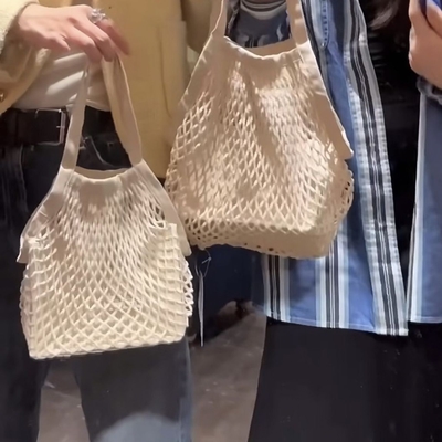 Baumwollnetz-TASCHEN HOLDUNGSTASCHEN Obst und Gemüse Händler Super-Einkaufstasche TOTE-TASCHEN KLEINE Gewebte Frauen-TASCHEN