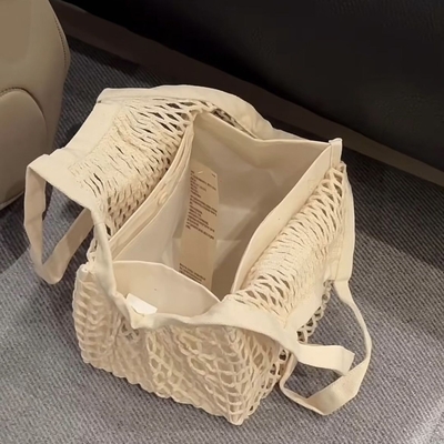 Baumwollnetz-TASCHEN HOLDUNGSTASCHEN Obst und Gemüse Händler Super-Einkaufstasche TOTE-TASCHEN KLEINE Gewebte Frauen-TASCHEN