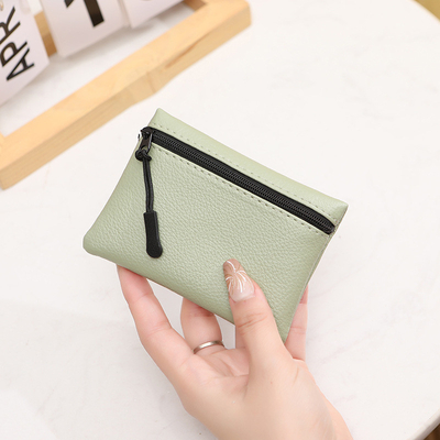 2024 Neues Lychee Muster Reißverschluss Münz Tasche feste Farbe PU weiches Leder Frauen Münze Kartenbeutel