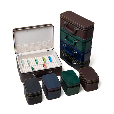 VINTAGE GROßKAPASITÄTISCHES Leder-Armband-Speicher-Box-Haushalt-Portable Jade-Armband-Speicher-Box mehrfach