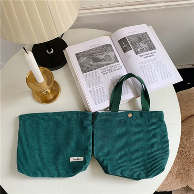 Artsy Corduroy Tasche Casual Portable Mini Ladies Klammer Tasche Vintage Kleidungsstück Tasche Bento Tasche