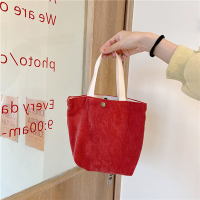 Artsy Corduroy Tasche Casual Portable Mini Ladies Klammer Tasche Vintage Kleidungsstück Tasche Bento Tasche
