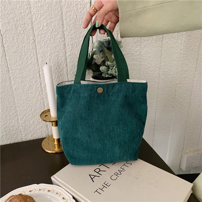 Artsy Corduroy Tasche Casual Portable Mini Ladies Klammer Tasche Vintage Kleidungsstück Tasche Bento Tasche