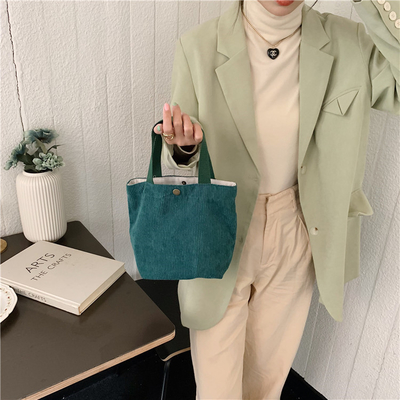 Artsy Corduroy Tasche Casual Portable Mini Ladies Klammer Tasche Vintage Kleidungsstück Tasche Bento Tasche