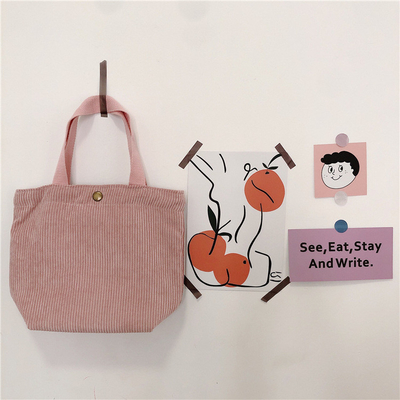 Artsy Corduroy Tasche Casual Portable Mini Ladies Klammer Tasche Vintage Kleidungsstück Tasche Bento Tasche
