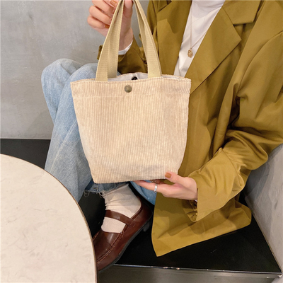 Artsy Corduroy Tasche Casual Portable Mini Ladies Klammer Tasche Vintage Kleidungsstück Tasche Bento Tasche