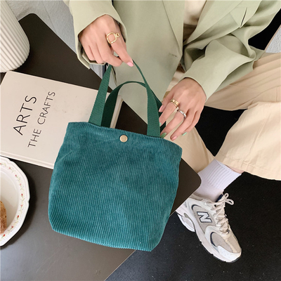 Artsy Corduroy Tasche Casual Portable Mini Ladies Klammer Tasche Vintage Kleidungsstück Tasche Bento Tasche