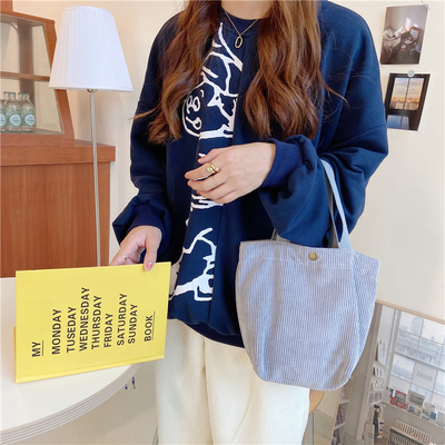 Artsy Corduroy Tasche Casual Portable Mini Ladies Klammer Tasche Vintage Kleidungsstück Tasche Bento Tasche
