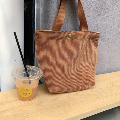 Artsy Corduroy Tasche Casual Portable Mini Ladies Klammer Tasche Vintage Kleidungsstück Tasche Bento Tasche