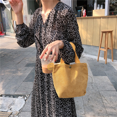 Artsy Corduroy Tasche Casual Portable Mini Ladies Klammer Tasche Vintage Kleidungsstück Tasche Bento Tasche