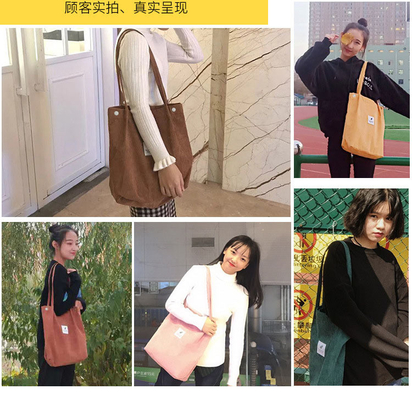 WOMEN'S BAG SIMPLE FASHION CORDUROY BAG Klasse Leinwand BAG Schulter Tasche Campus Crossbody BAG TOTE BAG