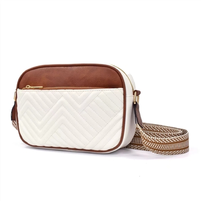 HOT-QUILTED BROIDERY CHECK COLOR MATCHING VINTAGE Schultertasche Reißverschluss Gürtel über den Körper Tasche Tasche kleine quadratische Tasche
