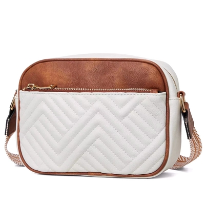 HOT-QUILTED BROIDERY CHECK COLOR MATCHING VINTAGE Schultertasche Reißverschluss Gürtel über den Körper Tasche Tasche kleine quadratische Tasche
