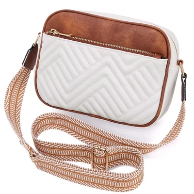 HOT-QUILTED BROIDERY CHECK COLOR MATCHING VINTAGE Schultertasche Reißverschluss Gürtel über den Körper Tasche Tasche kleine quadratische Tasche