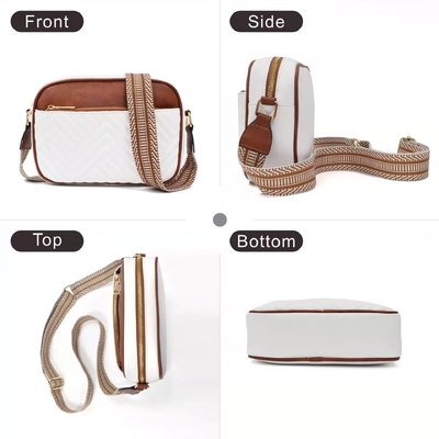 HOT-QUILTED BROIDERY CHECK COLOR MATCHING VINTAGE Schultertasche Reißverschluss Gürtel über den Körper Tasche Tasche kleine quadratische Tasche
