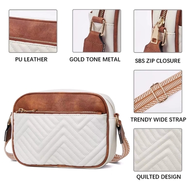 HOT-QUILTED BROIDERY CHECK COLOR MATCHING VINTAGE Schultertasche Reißverschluss Gürtel über den Körper Tasche Tasche kleine quadratische Tasche
