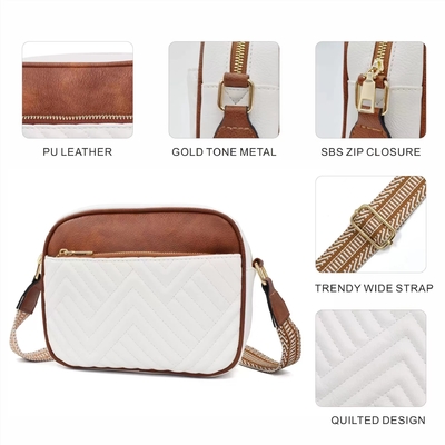 HOT-QUILTED BROIDERY CHECK COLOR MATCHING VINTAGE Schultertasche Reißverschluss Gürtel über den Körper Tasche Tasche kleine quadratische Tasche