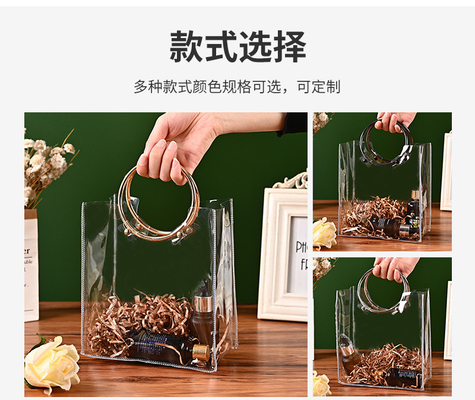 NS TRANSPARENT PVC TOTE BAG RUNDE HAND Hochzeitsgesellschaft Geschenk Süßigkeiten BAG Blüten Geschenk BAG