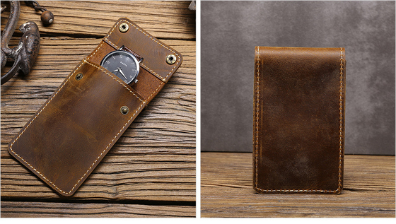 Überschreitende RETRO HORSE CRAZY LEDER Uhrenbeutel KONVENIENT kreatives Leder Uhrenlager HOLSTER
