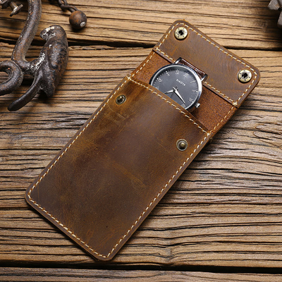 Überschreitende RETRO HORSE CRAZY LEDER Uhrenbeutel KONVENIENT kreatives Leder Uhrenlager HOLSTER