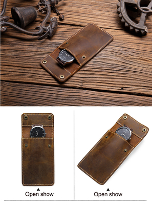 Überschreitende RETRO HORSE CRAZY LEDER Uhrenbeutel KONVENIENT kreatives Leder Uhrenlager HOLSTER