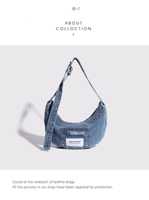 2024 GRENZüberschreitend NEUE Unterarmtasche NICHE DESIGN RETRO WASH DENIM BAG Senior DUMPLING BAG