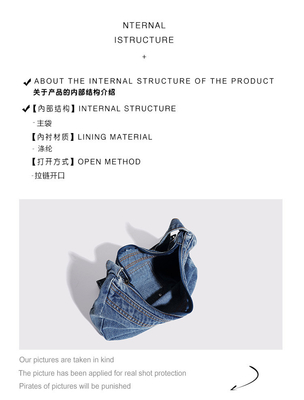 2024 GRENZüberschreitend NEUE Unterarmtasche NICHE DESIGN RETRO WASH DENIM BAG Senior DUMPLING BAG