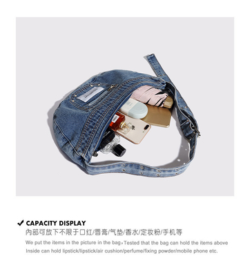 2024 GRENZüberschreitend NEUE Unterarmtasche NICHE DESIGN RETRO WASH DENIM BAG Senior DUMPLING BAG