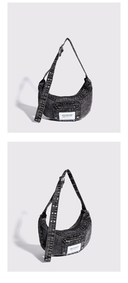 2024 GRENZüberschreitend NEUE Unterarmtasche NICHE DESIGN RETRO WASH DENIM BAG Senior DUMPLING BAG