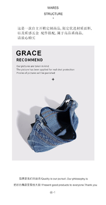2024 GRENZüberschreitend NEUE Unterarmtasche NICHE DESIGN RETRO WASH DENIM BAG Senior DUMPLING BAG
