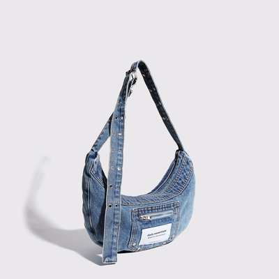 2024 GRENZüberschreitend NEUE Unterarmtasche NICHE DESIGN RETRO WASH DENIM BAG Senior DUMPLING BAG