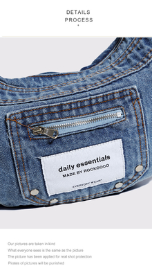 2024 GRENZüberschreitend NEUE Unterarmtasche NICHE DESIGN RETRO WASH DENIM BAG Senior DUMPLING BAG