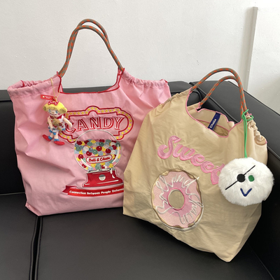 GEBROIDERTE Wiederverwendbare Tasche Einkaufstasche NYLONEN HAND-BILL-SCHULTER-Kross-Body-Tasche für Frauen