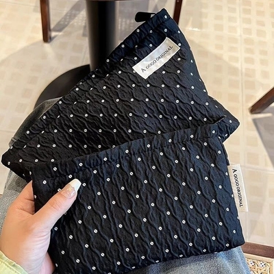POLKA DOT BLACK MAKEUP BAG Süßes Hautpflege-Aufbewahrungsgepäck mit tragbaren Münzen Handtasche Reisewasche