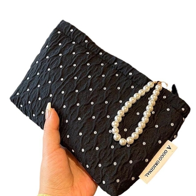 POLKA DOT BLACK MAKEUP BAG Süßes Hautpflege-Aufbewahrungsgepäck mit tragbaren Münzen Handtasche Reisewasche