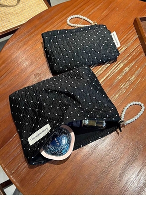 POLKA DOT BLACK MAKEUP BAG Süßes Hautpflege-Aufbewahrungsgepäck mit tragbaren Münzen Handtasche Reisewasche