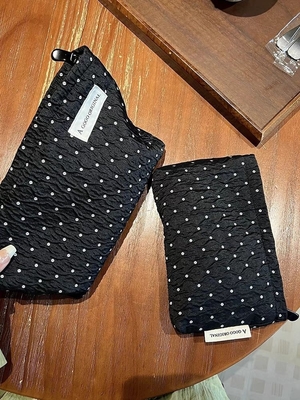 POLKA DOT BLACK MAKEUP BAG Süßes Hautpflege-Aufbewahrungsgepäck mit tragbaren Münzen Handtasche Reisewasche