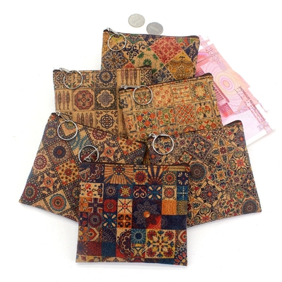 VINTAGE TRUE Holzdruck Kork-Münze-Börse-Borkendruck-Münze-Tasche-Schlüssel-Kleine-Quadrattasche